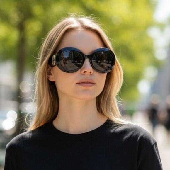 Gucci Designer Round Black Mystery New Original Logo Sunglasses main image 13